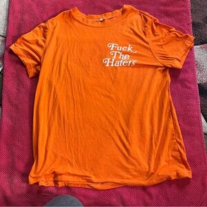 Orange F*ck The Haters Loose Graphic T-Shirt